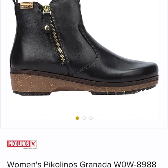 Black Leather Ankle Boots Pikolinos Granada dual zippers like new - Picture 6 of 6